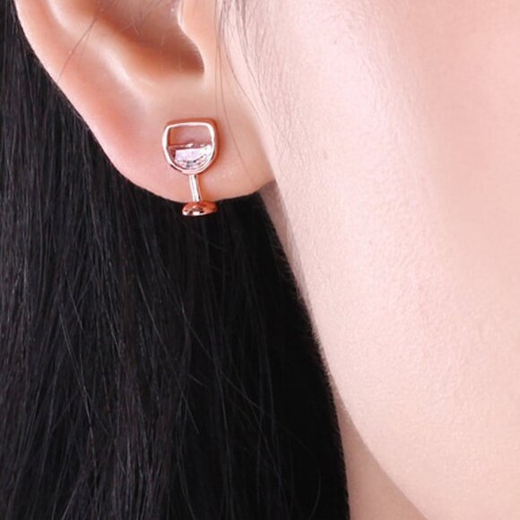 Wine Glass Stud Earrings - Picture 2 of 2